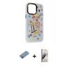 MARSİLYAN™- iPhone 13 Pro Max Kılıf Siluet Çizgi Koleksiyonu - Siyah Bilvis 3D Mat Cam Ekran Koruyucu + Shine Kamera Lens Koruma Cam - PE