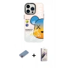 MARSİLYAN™- iPhone 13 Pro Max Kılıf Siluet Çizgi Koleksiyonu - Siyah Bilvis 3D Mat Cam Ekran Koruyucu + Shine Kamera Lens Koruma Cam - PE