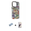MARSİLYAN™- iPhone 13 Pro Max Kılıf Siluet Çizgi Koleksiyonu - Siyah Bilvis 3D Mat Cam Ekran Koruyucu + Shine Kamera Lens Koruma Cam - MI