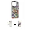MARSİLYAN™- iPhone 13 Pro Max Kılıf Siluet Çizgi Koleksiyonu - Siyah Bilvis 3D Mat Cam Ekran Koruyucu + Shine Kamera Lens - GD