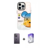 MARSİLYAN™- iPhone 13 Pro Max Kılıf Siluet Çizgi Koleksiyonu - Siyah Bilvis 5in1 3D Magic Cam Ekran Koruyucu + Beyaz Neon Fosforlu Kamera Lens