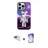 MARSİLYAN™- iPhone 13 Pro Max Kılıf Siluet Çizgi Koleksiyonu - Siyah Bilvis 5in1 3D Magic Cam Ekran Koruyucu + Gökkuşağı Pers Alüminyum Kamera Lens