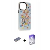 MARSİLYAN™- iPhone 13 Pro Max Kılıf Siluet Çizgi Koleksiyonu - Siyah Bilvis 5in1 3D Magic Cam Ekran Koruyucu + Sarı Renkli Kamera Lens Koruma Cam