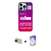 MARSİLYAN™- iPhone 13 Pro Max Kılıf Siluet Çizgi Koleksiyonu - Siyah Bilvis 5in1 3D Magic Cam Ekran Koruyucu + Kırmızı Rainbow Kamera Lens Koruma Cam
