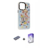 MARSİLYAN™- iPhone 13 Pro Max Kılıf Siluet Çizgi Koleksiyonu - Siyah Bilvis 5in1 3D Magic Cam Ekran Koruyucu + Renkli Kamera Lens Koruma Cam - MI