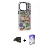 MARSİLYAN™- iPhone 13 Pro Max Kılıf Siluet Çizgi Koleksiyonu - Siyah Bilvis 5in1 3D Magic Cam Ekran Koruyucu + Raze Metal Kamera Lens - GD