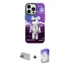 MARSİLYAN™- iPhone 13 Pro Max Kılıf Siluet Çizgi Koleksiyonu - Siyah Bilvis 5in1 3D Magic Cam Ekran Koruyucu + Rainbow Kamera Lens Koruma Cam - BZ