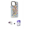 MARSİLYAN™- iPhone 13 Pro Max Kılıf Siluet Çizgi Koleksiyonu - Siyah Bilvis 5in1 3D Magic Cam Ekran Koruyucu + Gökkuşağı Pers Alüminyum Kamera Lens