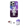 MARSİLYAN™- iPhone 13 Pro Max Kılıf Siluet Çizgi Koleksiyonu - Siyah Bilvis 5in1 3D Magic Cam Ekran Koruyucu + Kırmızı Pers Alüminyum Kamera Lens