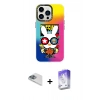 MARSİLYAN™- iPhone 13 Pro Max Kılıf Siluet Çizgi Koleksiyonu - Siyah Bilvis 5in1 3D Magic Cam Ekran Koruyucu + Pers Alüminyum Kamera Lens - SABE