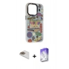 MARSİLYAN™- iPhone 13 Pro Max Kılıf Siluet Çizgi Koleksiyonu - Siyah Bilvis 5in1 3D Magic Cam Ekran Koruyucu + Gold Pers Alüminyum Kamera Lens
