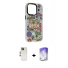 MARSİLYAN™- iPhone 13 Pro Max Kılıf Siluet Çizgi Koleksiyonu - Siyah Bilvis 5in1 3D Magic Cam Ekran Koruyucu + Shine Kamera Lens - GD