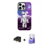 MARSİLYAN™- iPhone 13 Pro Max Kılıf Siluet Çizgi Koleksiyonu - Siyah Bilvis 5in1 5D Magic Hayalet Cam Ekran Koruyucu + Raze Metal Kamera Lens - GD