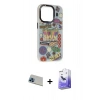 MARSİLYAN™- iPhone 13 Pro Max Kılıf Siluet Çizgi Koleksiyonu - Siyah Bilvis 5in1 5D Magic Hayalet Cam Ekran Koruyucu + Rainbow Kamera Lens Koruma Cam - MI