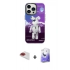 MARSİLYAN™- iPhone 13 Pro Max Kılıf Siluet Çizgi Koleksiyonu - Siyah Bilvis 5in1 5D Magic Hayalet Cam Ekran Koruyucu + Pers Alüminyum Kamera Lens - KI