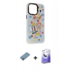MARSİLYAN™- iPhone 13 Pro Max Kılıf Siluet Çizgi Koleksiyonu - Siyah Bilvis 5in1 5D Magic Hayalet Cam Ekran Koruyucu + Gökkuşağı Shine Kamera Lens Koruma Cam