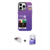 MARSİLYAN™- iPhone 13 Pro Max Kılıf Siluet Çizgi Koleksiyonu - Siyah Bilvis 5in1 5D Magic Hayalet Cam Ekran Koruyucu + Gökkuşağı Pers Alüminyum Kamera Lens