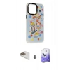 MARSİLYAN™- iPhone 13 Pro Max Kılıf Siluet Çizgi Koleksiyonu - Siyah Bilvis 5in1 5D Magic Hayalet Cam Ekran Koruyucu + Pers Alüminyum Kamera Lens - GD