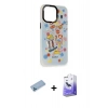 MARSİLYAN™- iPhone 13 Pro Max Kılıf Siluet Çizgi Koleksiyonu - Siyah Bilvis 5in1 5D Magic Hayalet Cam Ekran Koruyucu + Mavi Shine Kamera Lens Koruma Cam
