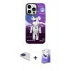 MARSİLYAN™- iPhone 13 Pro Max Kılıf Siluet Çizgi Koleksiyonu - Siyah Bilvis 5in1 5D Magic Hayalet Cam Ekran Koruyucu + Pers Alüminyum Kamera Lens - LT