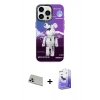 MARSİLYAN™- iPhone 13 Pro Max Kılıf Siluet Çizgi Koleksiyonu - Siyah Bilvis 5in1 5D Magic Hayalet Cam Ekran Koruyucu + Rose Gold Rainbow Kamera Lens Koruma Cam