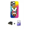 MARSİLYAN™- iPhone 13 Pro Max Kılıf Siluet Çizgi Koleksiyonu - Siyah Bilvis 5in1 5D Magic Hayalet Cam Ekran Koruyucu + Raze Metal Kamera Lens - GD
