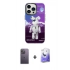 MARSİLYAN™- iPhone 13 Pro Max Kılıf Siluet Çizgi Koleksiyonu - Siyah Bilvis 5in1 5D Magic Hayalet Cam Ekran Koruyucu + Neon Fosforlu Kamera Lens - BZ