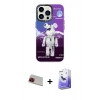 MARSİLYAN™- iPhone 13 Pro Max Kılıf Siluet Çizgi Koleksiyonu - Siyah Bilvis 5in1 5D Magic Hayalet Cam Ekran Koruyucu + Rainbow Kamera Lens Koruma Cam - KI