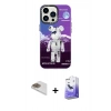 MARSİLYAN™- iPhone 13 Pro Max Kılıf Siluet Çizgi Koleksiyonu - Siyah Bilvis 5in1 5D Magic Hayalet Cam Ekran Koruyucu + Pers Alüminyum Kamera Lens - GD