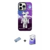 MARSİLYAN™- iPhone 13 Pro Max Kılıf Siluet Çizgi Koleksiyonu - Siyah Bilvis 5in1 5D Magic Hayalet Cam Ekran Koruyucu + Mavi Shine Kamera Lens Koruma Cam