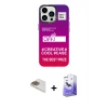 MARSİLYAN™- iPhone 13 Pro Max Kılıf Siluet Çizgi Koleksiyonu - Siyah Bilvis 5in1 5D Magic Hayalet Cam Ekran Koruyucu + Pers Alüminyum Kamera Lens - GD