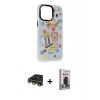 MARSİLYAN™- iPhone 13 Pro Max Kılıf Siluet Çizgi Koleksiyonu - Siyah Bilvis Hayalet Cam Ekran Koruyucu + Raze Metal Kamera Lens - GD