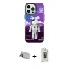 MARSİLYAN™- iPhone 13 Pro Max Kılıf Siluet Çizgi Koleksiyonu - Siyah Bilvis Hayalet Cam Ekran Koruyucu + Mor Rainbow Kamera Lens Koruma Cam