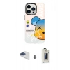 MARSİLYAN™- iPhone 13 Pro Max Kılıf Siluet Çizgi Koleksiyonu - Siyah Bilvis Hayalet Cam Ekran Koruyucu + Pers Alüminyum Kamera Lens - LT