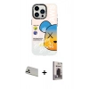 MARSİLYAN™- iPhone 13 Pro Max Kılıf Siluet Çizgi Koleksiyonu - Siyah Bilvis Hayalet Cam Ekran Koruyucu + Rainbow Kamera Lens Koruma Cam - BZ