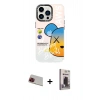 MARSİLYAN™- iPhone 13 Pro Max Kılıf Siluet Çizgi Koleksiyonu - Siyah Bilvis Hayalet Cam Ekran Koruyucu + Rainbow Kamera Lens Koruma Cam - KI