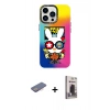 MARSİLYAN™- iPhone 13 Pro Max Kılıf Siluet Çizgi Koleksiyonu - Siyah Bilvis Hayalet Cam Ekran Koruyucu + Renkli Kamera Lens Koruma Cam - PE