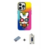 MARSİLYAN™- iPhone 13 Pro Max Kılıf Siluet Çizgi Koleksiyonu - Siyah Bilvis Hayalet Cam Ekran Koruyucu + Shine Kamera Lens Koruma Cam - PE
