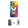MARSİLYAN™- iPhone 13 Pro Max Kılıf Siluet Çizgi Koleksiyonu - Siyah Bilvis Hayalet Cam Ekran Koruyucu + Neon Fosforlu Kamera Lens - YL