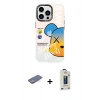 MARSİLYAN™- iPhone 13 Pro Max Kılıf Siluet Çizgi Koleksiyonu - Siyah Bilvis Hayalet Cam Ekran Koruyucu + Renkli Kamera Lens Koruma Cam - YL