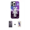 MARSİLYAN™- iPhone 13 Pro Max Kılıf Siluet Çizgi Koleksiyonu - Siyah Joko 5D Cam + Neon Fosforlu Kamera Lens - BZ