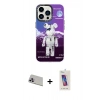 MARSİLYAN™- iPhone 13 Pro Max Kılıf Siluet Çizgi Koleksiyonu - Siyah Joko 5D Cam + Rainbow Kamera Lens Koruma Cam - MR