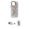 MARSİLYAN™- iPhone 13 Pro Max Kılıf Siluet Çizgi Koleksiyonu - Siyah Joko 5D Cam + Rainbow Kamera Lens Koruma Cam - KI