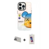 MARSİLYAN™- iPhone 13 Pro Max Kılıf Siluet Çizgi Koleksiyonu - Siyah Joko 5D Cam + Rainbow Kamera Lens Koruma Cam - MR