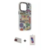 MARSİLYAN™- iPhone 13 Pro Max Kılıf Siluet Çizgi Koleksiyonu - Siyah Joko 5D Cam + Rainbow Kamera Lens Koruma Cam - KI