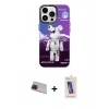 MARSİLYAN™- iPhone 13 Pro Max Kılıf Siluet Çizgi Koleksiyonu - Siyah Joko 5D Cam + Rainbow Kamera Lens Koruma Cam - KI
