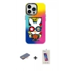 MARSİLYAN™- iPhone 13 Pro Max Kılıf Siluet Çizgi Koleksiyonu - Siyah Joko 5D Cam + Renkli Kamera Lens Koruma Cam - TU