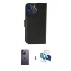 MARSİLYAN™- iPhone 13 Pro Max Kılıf Siluet Işık Serisi - Siyah 3D Antistatik Cam Ekran Koruyucu + Neon Fosforlu Kamera Lens - BZ