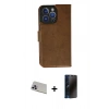 MARSİLYAN™- iPhone 13 Pro Max Kılıf Siluet Işık Serisi - Siyah 3D Antistatik Hayalet Cam Ekran Koruyucu + Rainbow Kamera Lens Koruma Cam - MR