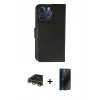 MARSİLYAN™- iPhone 13 Pro Max Kılıf Siluet Işık Serisi - Siyah 3D Antistatik Hayalet Cam Ekran Koruyucu + Raze Metal Kamera Lens - GD